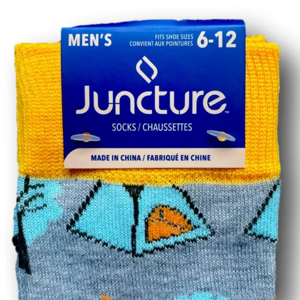 3/$18 Camping Tents, Trees, & Campfires Funny Novelty Crew Socks - Brand New